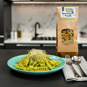 Sprossen Pasta GRÜNE BOHNEN Keimlinge, Fusilli, 225g, BIO