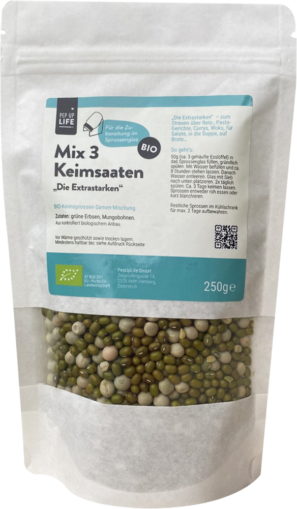 LARGE PACKAGE - ORGANIC germination seeds MIX3 sprouts germination seeds - the extra strong ones - 250g 