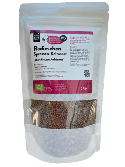 LARGE PACKAGE - ORGANIC RADIAS Sprout Seeds - The Spicy Cleaners - 250g 
